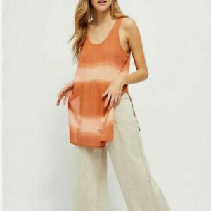 Free People Joni Long Cotton Knit Mesh Tank Top in Citrus Sun Combo